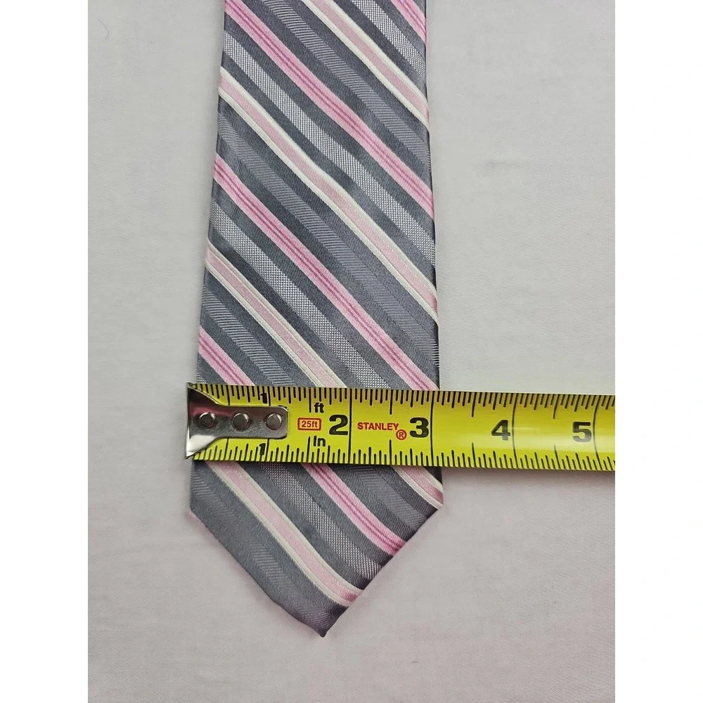 Michael Kors 100% Silk Striped Men's Tie Gray Pink Office Preppy